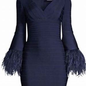 Bandage dress with feathers